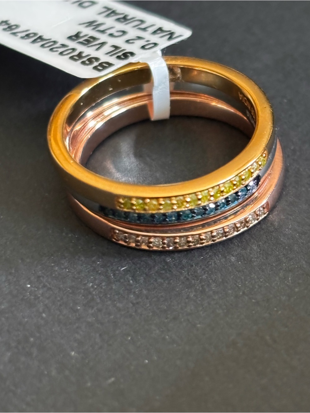 Stackable Multi-Color Pavé Band Rings - Natural Diamonds - Picture 3 of 8